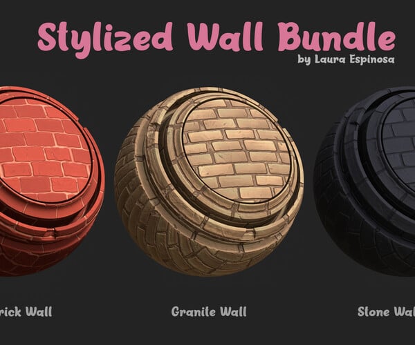 ArtStation - Stylized Wall Material Bundle For Substance Painter | Resources