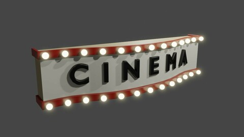 Cinema Facade - Front - Sign Low-poly 3D model