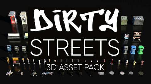 Dirty Streets Blender Asset Pack 90+ Assets