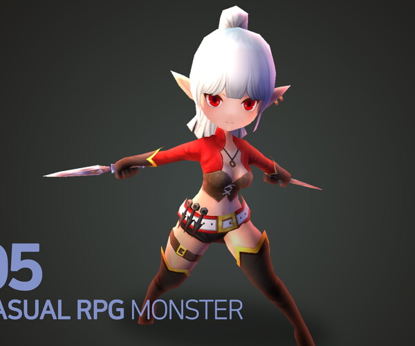 Artstation Casual Rpg Monster 5 Dark Elf Game Assets