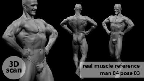 3D scan real muscleanatomy Man04 pose 03
