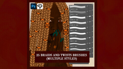 Photoshop\Clip Studio Paint braids and twists brush pack by Seyi Deola