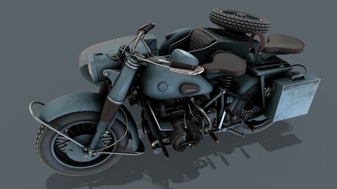 Motorcycle with sidecar 3d model