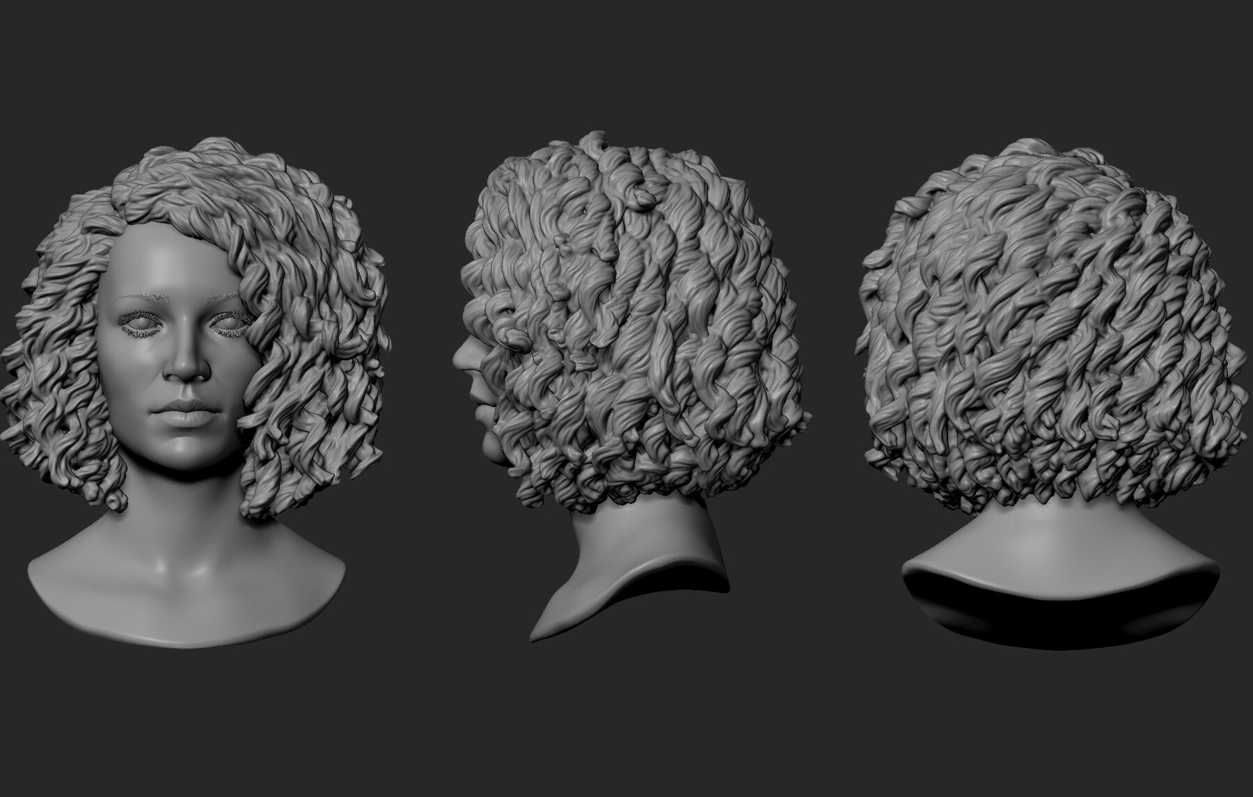 ArtStation - Female Head with Curly Hair | Resources