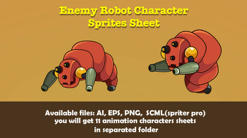 caterpillar robot character sprites sheet