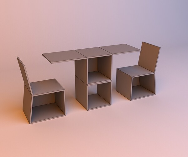 ArtStation - Wood loft table and two chairs | Game Assets