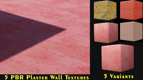 5 PBR traditional Stucco Plaster Wall Textures 4K