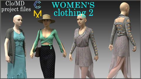 3 versions of women's clothing / Marvelous Designer, Clo3d project
