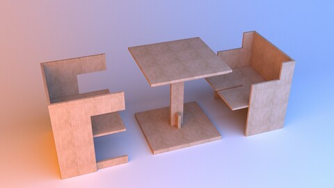 Wood folding furniture set