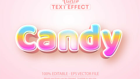 Cartoon text effect, editable candy text style