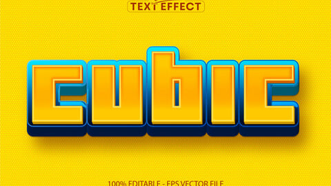 Cartoon text effect, editable cubic text style