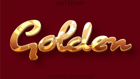 Golden text, shiny gold color editable text effect