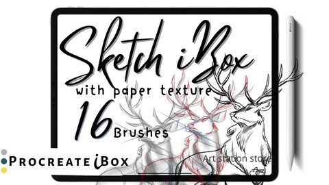Procreate sketch brushes with paper texture | ProcreateiBox