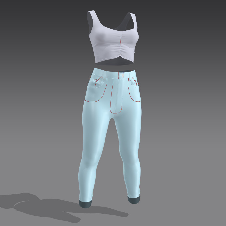 ArtStation - Jeans and Top Female Clothing | Game Assets