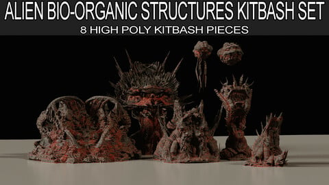 Bio-Organic Alien Structures  Kitbash 3D Assets