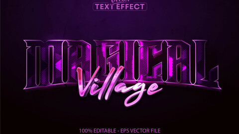 Editable text effect, purple color magic and wizard text style