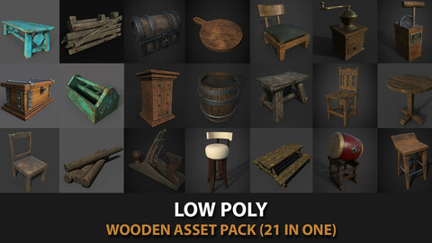 21 in one wooden asset pack