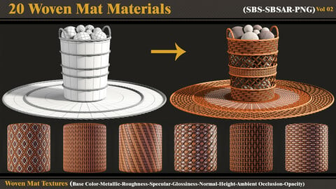 20 Woven Mat Materials + Textures (VOL 2)