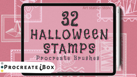 Halloween postage stamps brushes | ProcreateiBox