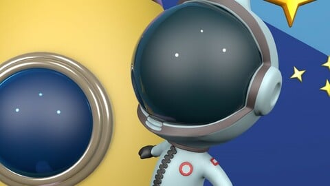 Rocket and astronaut animated model