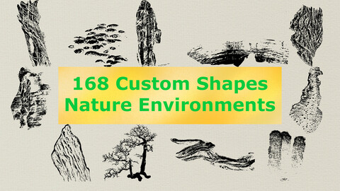 168+ Custom Shapes and Images for Nature Environment Painting and Photobashing