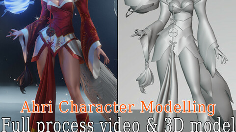 Ahri Character Modeling - Blender 3.0 -  Full Process video & 3D model