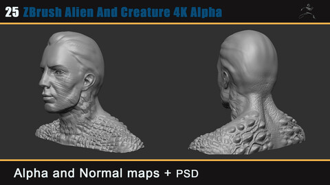 25 Zbrush Alien and creature 4k alpha