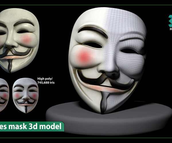 ArtStation - Guy Fawkes Mask 3d model | Game Assets
