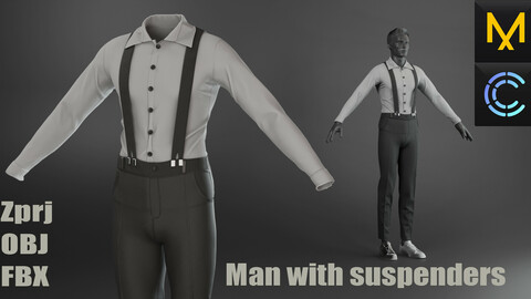 Suit with suspenders