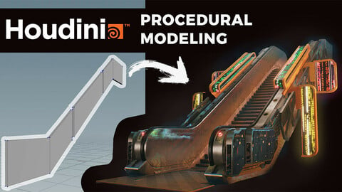 Houdini Tutorial Procedural Modeling [escalator]