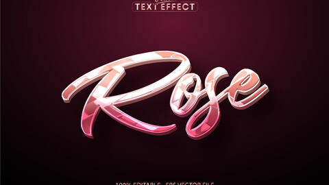 Rose gold text effect, editable shiny rose gold text style