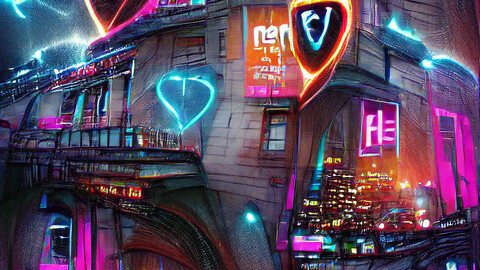 Neon City with a few hearts (Free)