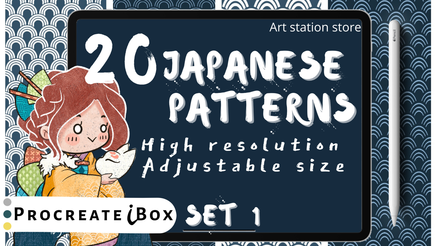 ArtStation Japanese pattern Procreate brushes set 1 ProcreateiBox