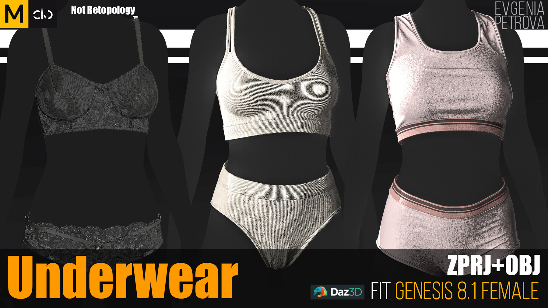 Women's underwear. Marvelous Designer Clo3d Project + OBJ