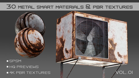 30 Metal Smart materials & PBR Textures - VOL 01