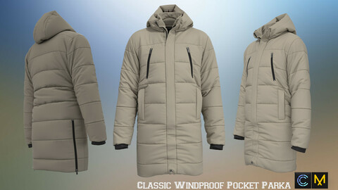 Classic Windproof Pocket Parka, marvelous designer,clo3d