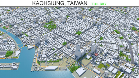 Kaohsiung city Taiwan 3d model 50km