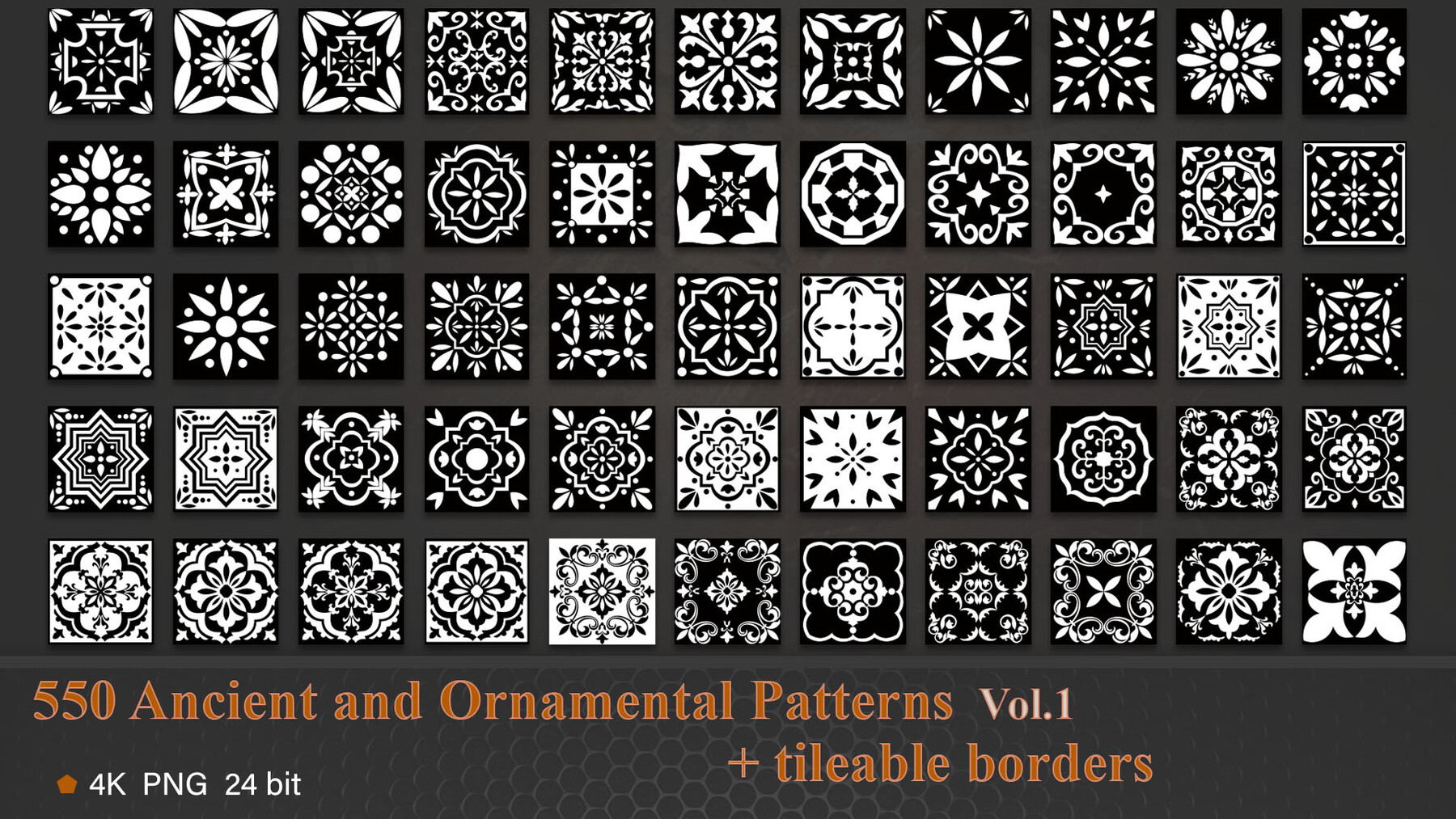 ArtStation - 550 Ancient and ornamental Alpha patterns vol.1 ( 50 free ...