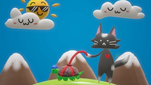 ANGRY CAT AND LITTLE TURTLE