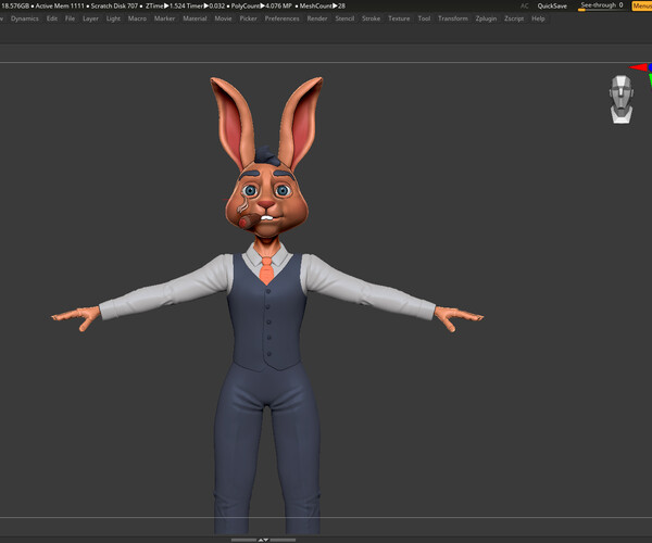 ArtStation - Rabbit Boss Basemesh - Character Design in ZBrush | Game ...
