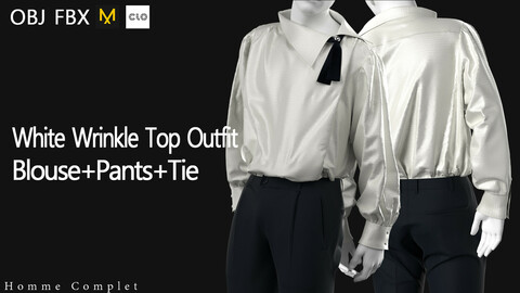 Men's White Wrinkle Top Outfit