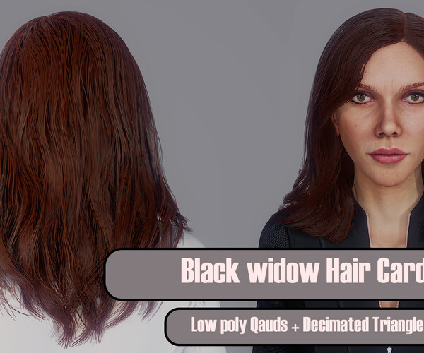 ArtStation - Female Straight Hair card Low-poly