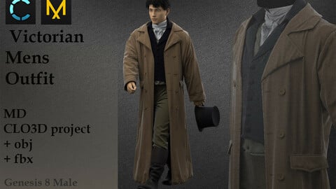 Victorian Mens Outfit. Marvelous Designer / Clo 3D project +obj+fbx