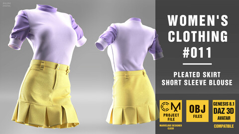 Women's clothing 011. Marvelous Designer/Clo3D project file + OBJ