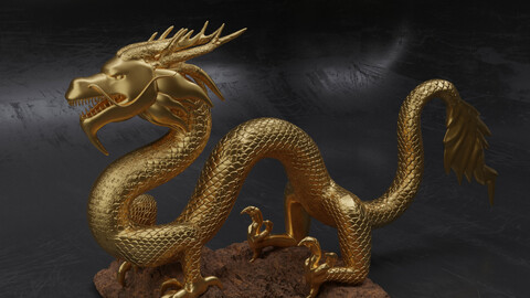 golden dragon china Low-poly 3D model