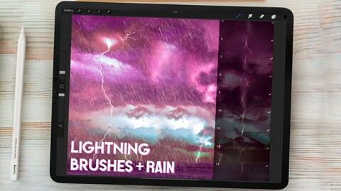 Rain + Lightning Brushes for Procreate