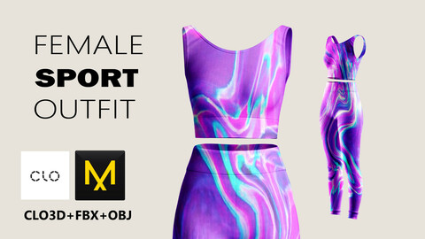 Female Sport Outfit Marvelous Designer/Clo3d project + OBJ + FBX