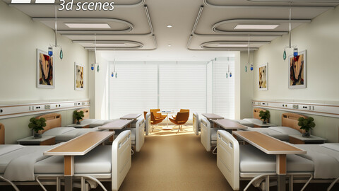 Modern Hospital Ward 3d scenes