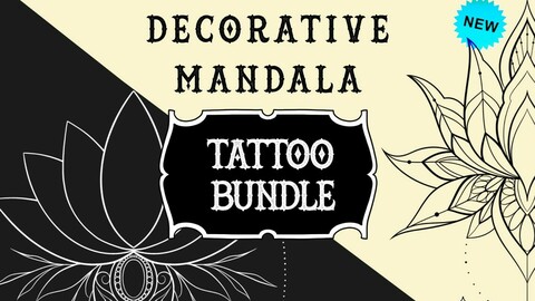 Procreate Lotus mandala tattoo design | Procreate stamps | Procreate brush | Tattoo flash | Procreate Mandala | Procreate set