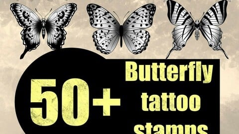 Procreate butterfly stamps | Tattoo stencils | Procreate flash | Tattoo flash | Procreate stencil | Procreate brush